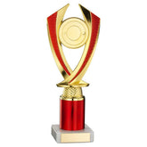GOLD/RED 'DIAMOND' HOLDER ASSEMBLED ON MARBLE (2" CEN/2" TUBE) - 8.75in